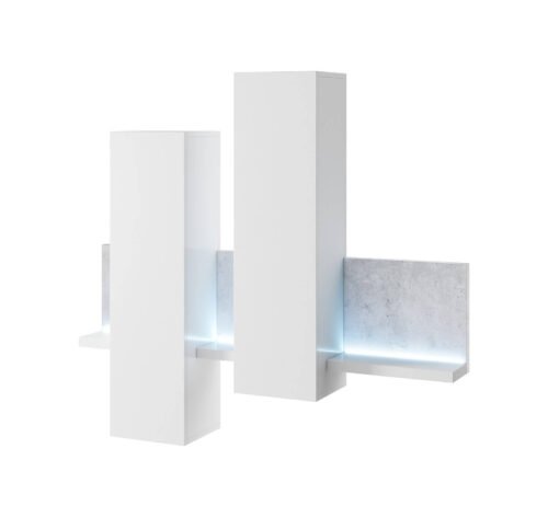 Bota hanging display cabinet with shelf and lighting, white / Colorado concrete