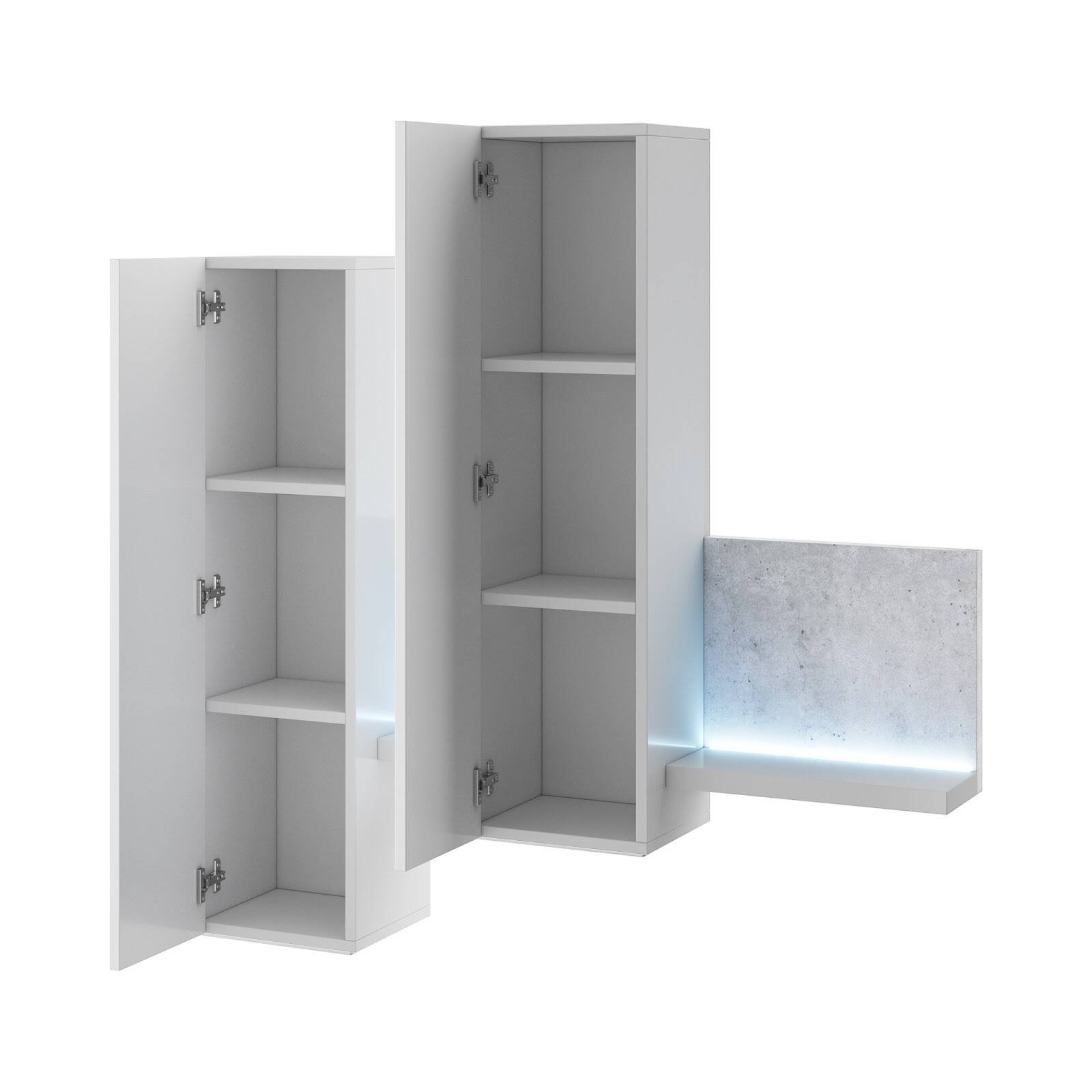 Bota hanging display cabinet with shelf and lighting, white / Colorado concrete - Image 3