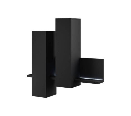 Bota display cabinet with shelf, matte black / glossy black
