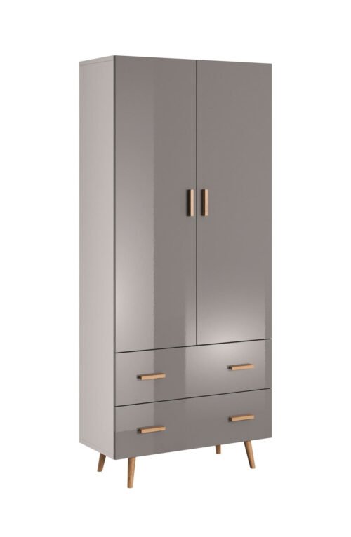 Brillo S2D2S – Two-door and two-drawer wardrobe, gray
