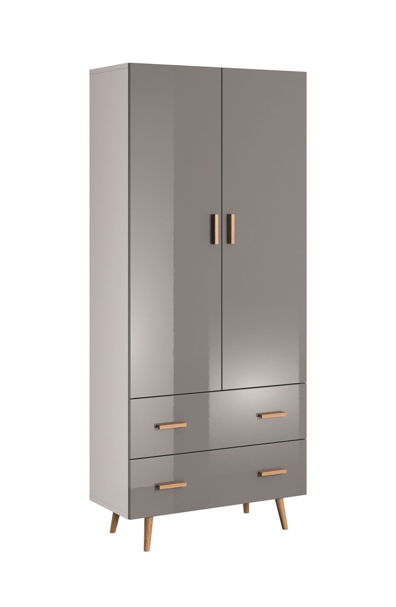 Brillo S2D2S - Two-door and two-drawer wardrobe, gray