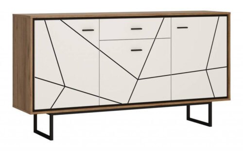 Brolo BROK04 – 3D1S chest of drawers, Catania oak/black pearl/white
