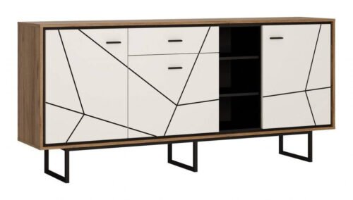 Brolo BROK06 – 3D1S chest of drawers, Catania oak/black pearl/white