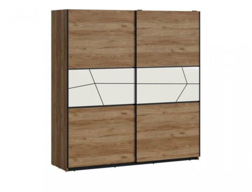 Brolo BROS07 – Two-door wardrobe Catania oak/black pearl/white