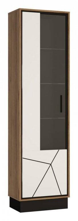 Brolo BROV01L – Left display cabinet, 1 door, Catania oak/black pearl/white