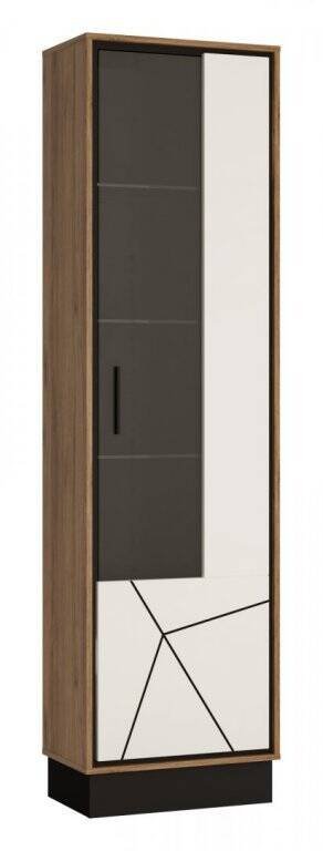 Brolo BROV01P – Right display cabinet, 1 door, Catania oak/black pearl/white