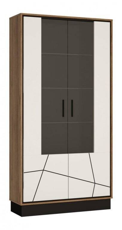 Brolo BROV02 – 2-door display cabinet Catania oak/black pearl/white