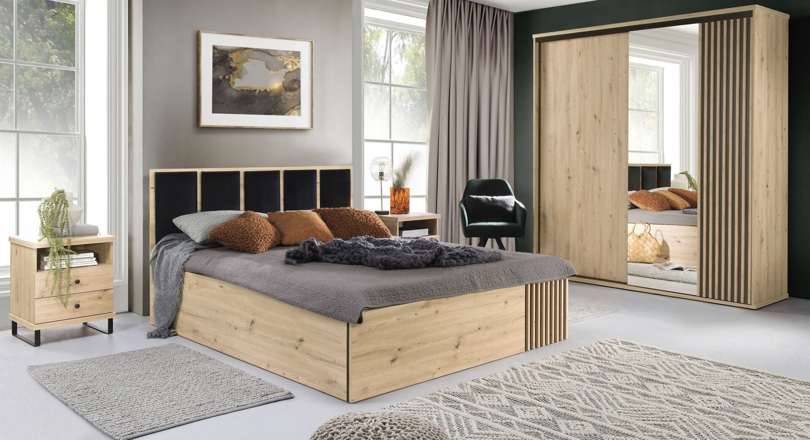 CALI-14 - 2D wardrobe with mirror and sliding doors, Artisan - Image 7