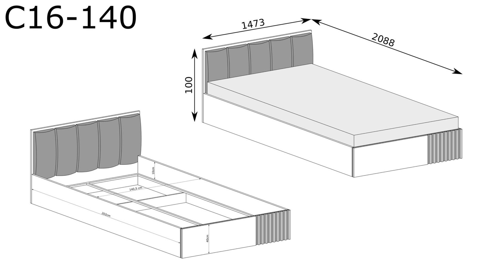 CALI-16 - Bed with frame 140x200 cm Artisan - Image 4
