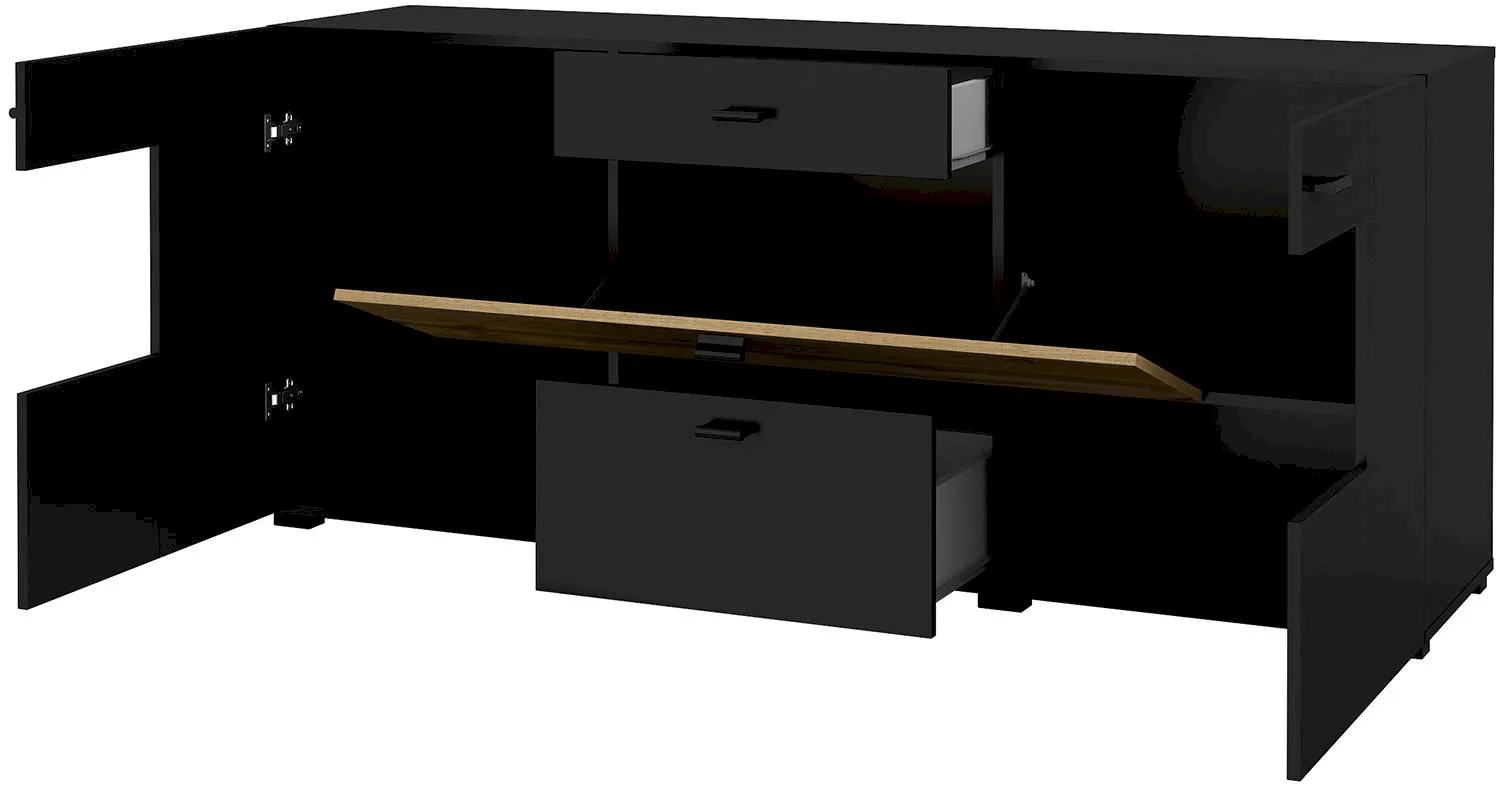 Coby chest of drawers, 2 drawers, black onyx/oak - Image 2