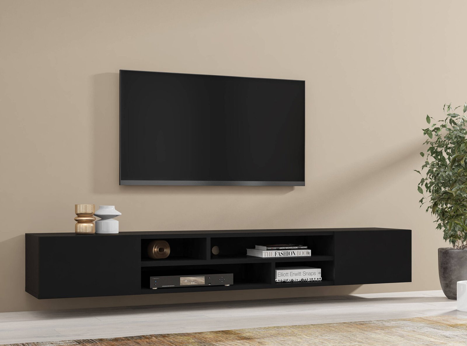 Coby Two-Door TV Cabinet, Black Onyx - Image 3
