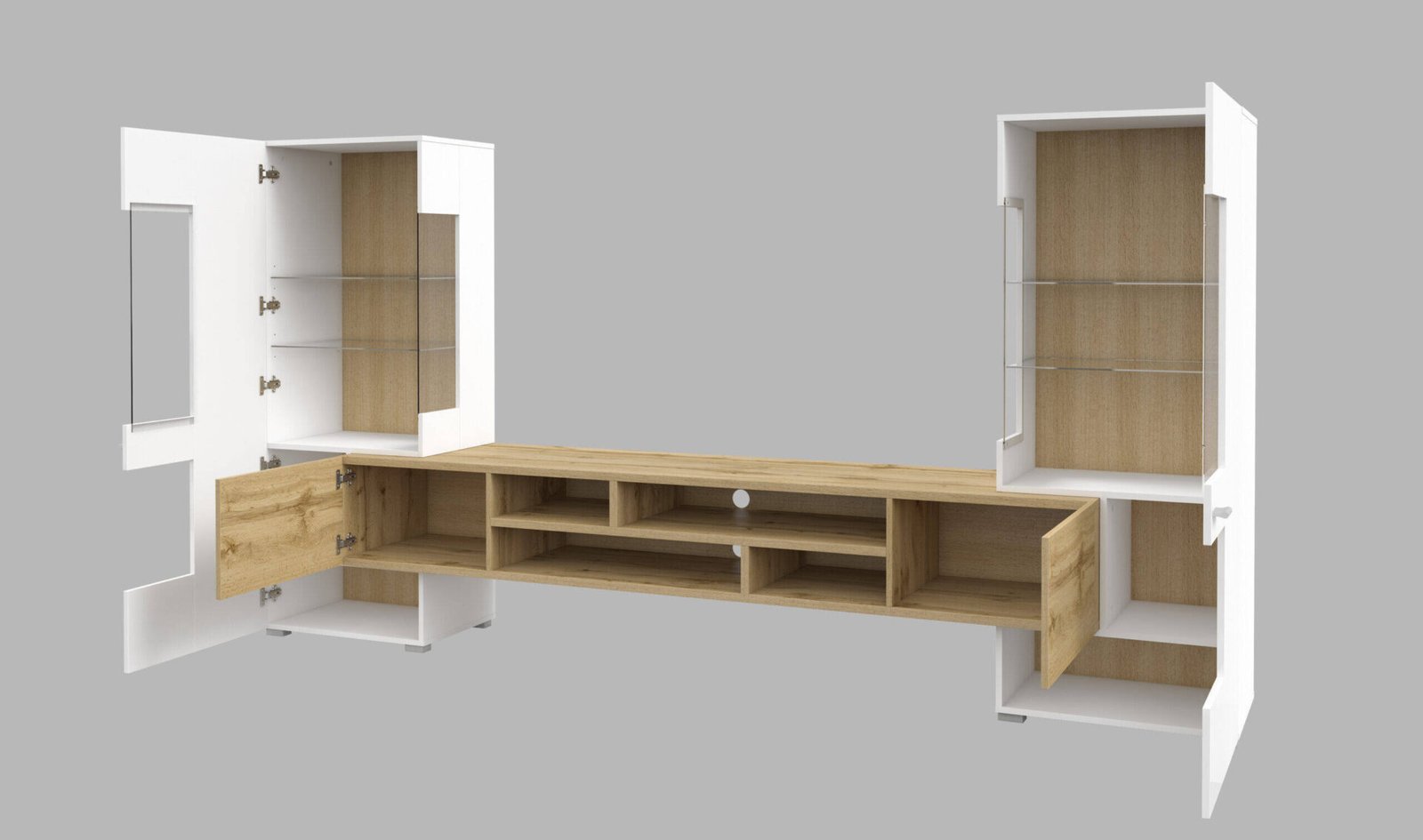 Coby wall cabinet, glossy white / Wotan oak - Image 2