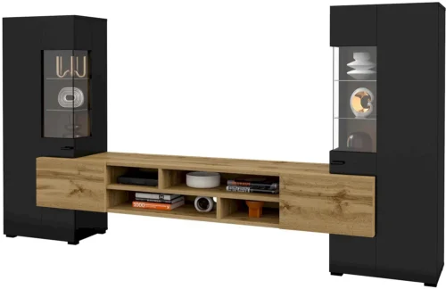 Coby wall cabinet, black onyx/Wotan oak