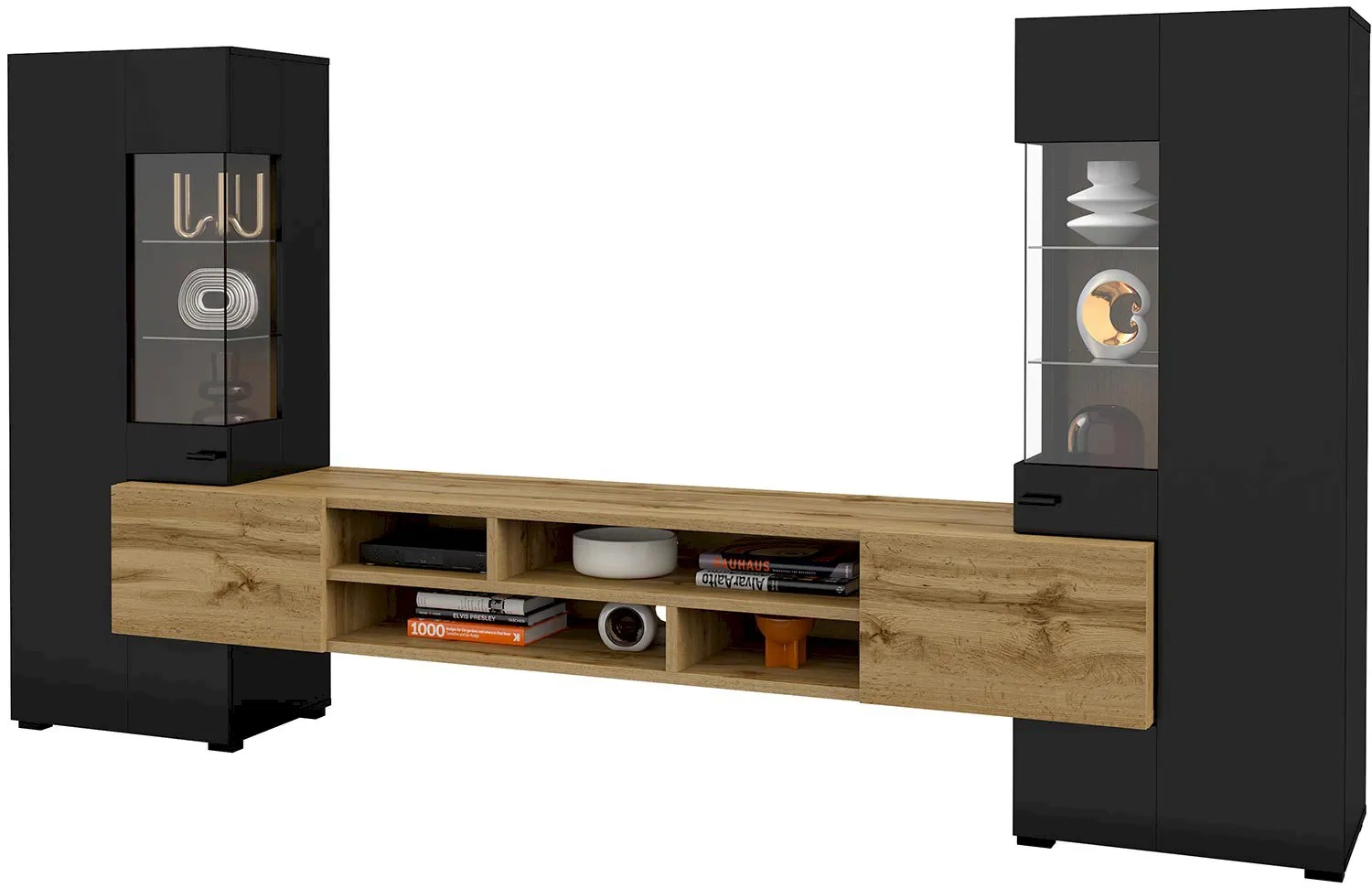 Coby wall cabinet, black onyx/Wotan oak