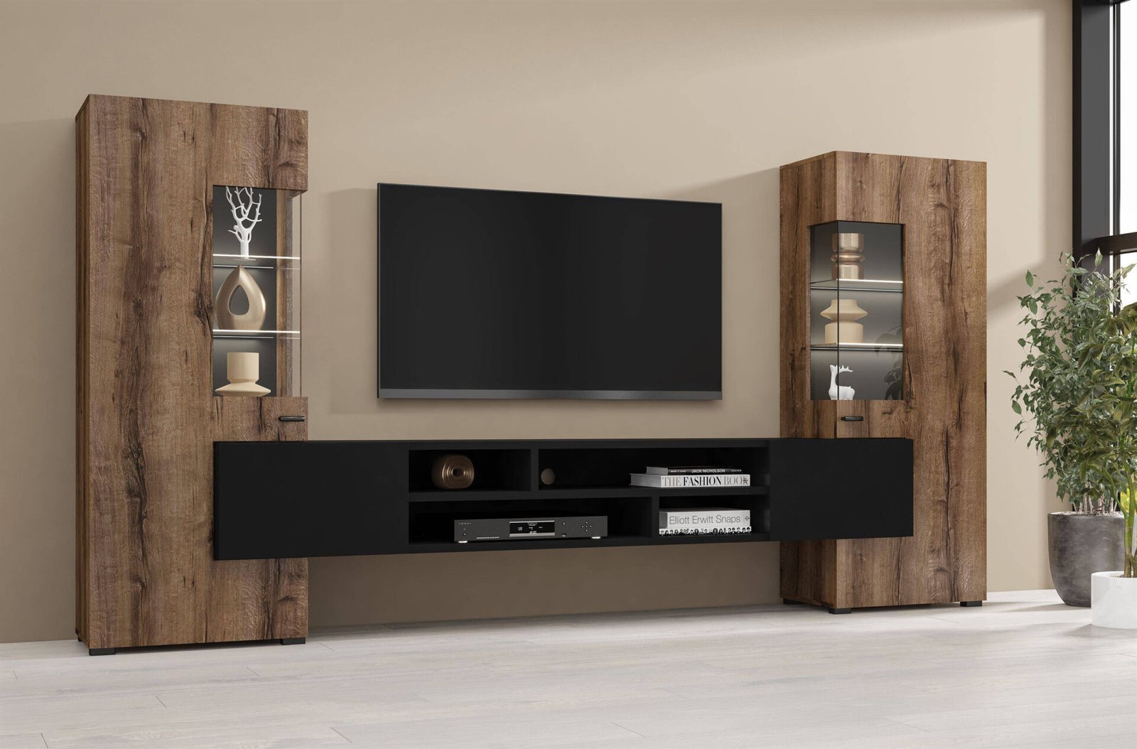 Coby wall cabinet Monastery Oak / Black Onyx - Image 3