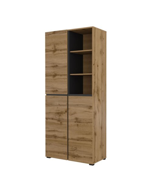 Cross Hall – Three-door wardrobe “Wotan Oak Matte Black”