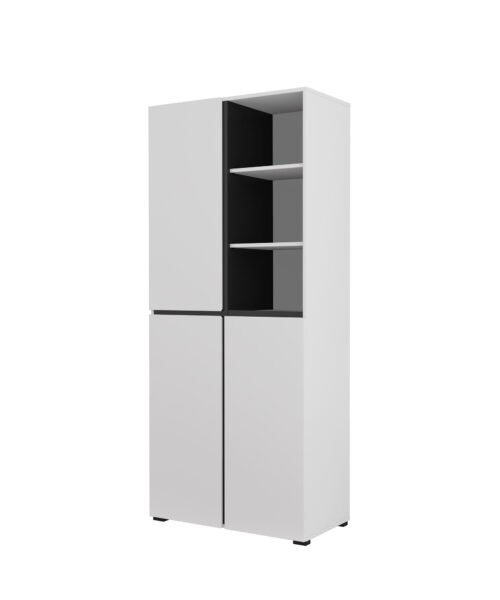 Cross Hall – three-door shoe cabinet, matte black and white