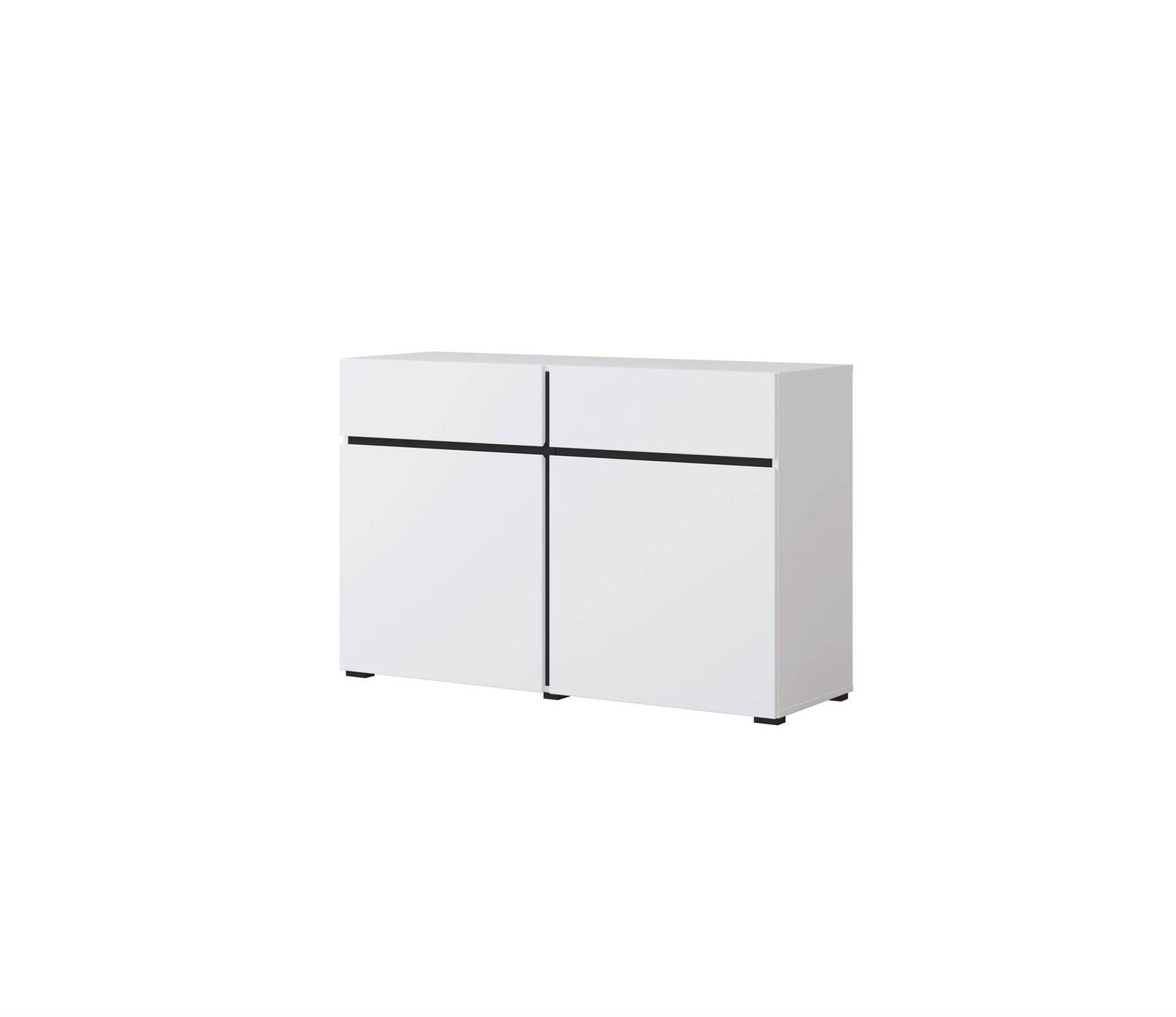 "Cross" - chest of drawers, 2 drawers, white, black, matte