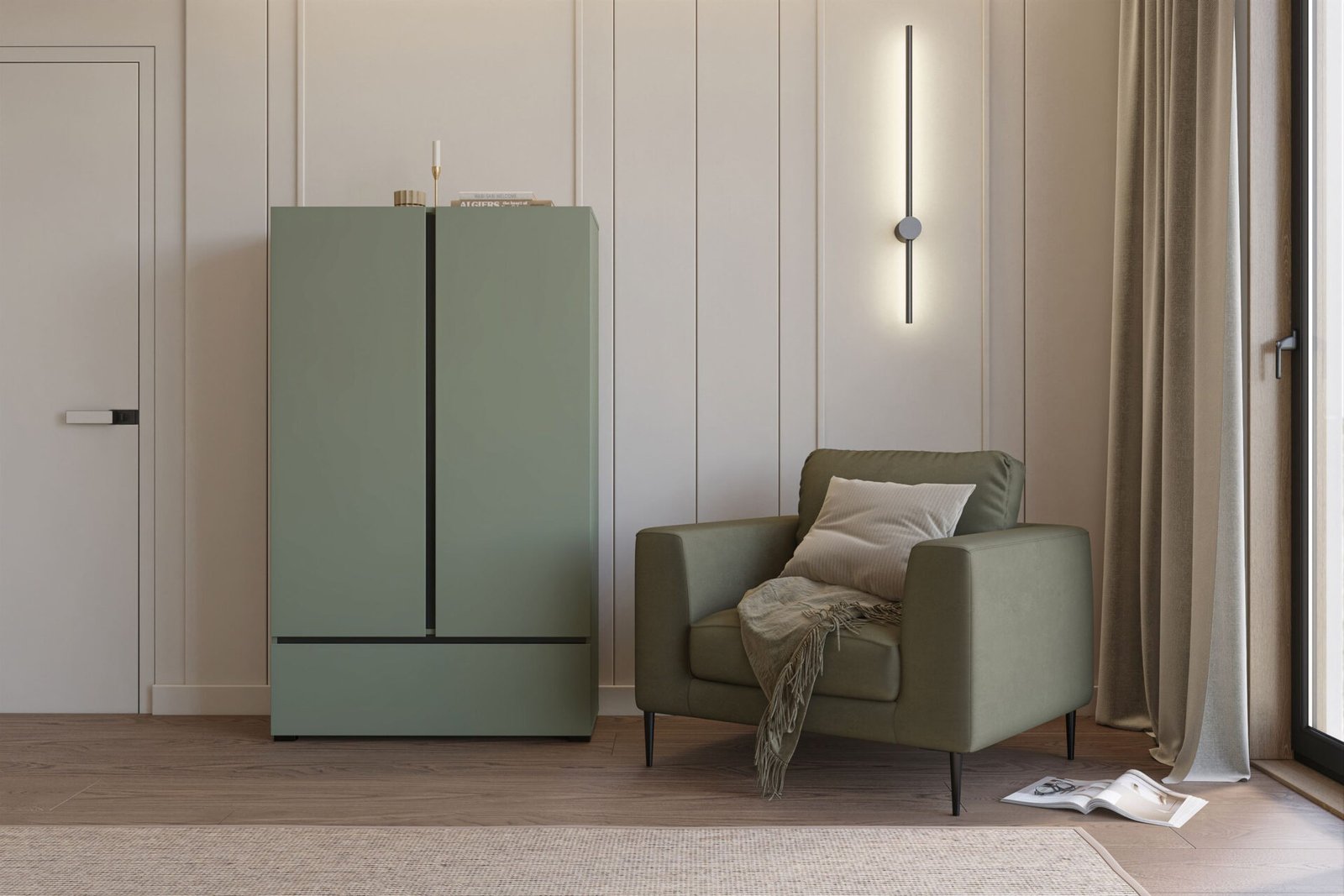 Cross S - chest of drawers, 2 drawers, 1 drawer, dusty green and black - Image 5