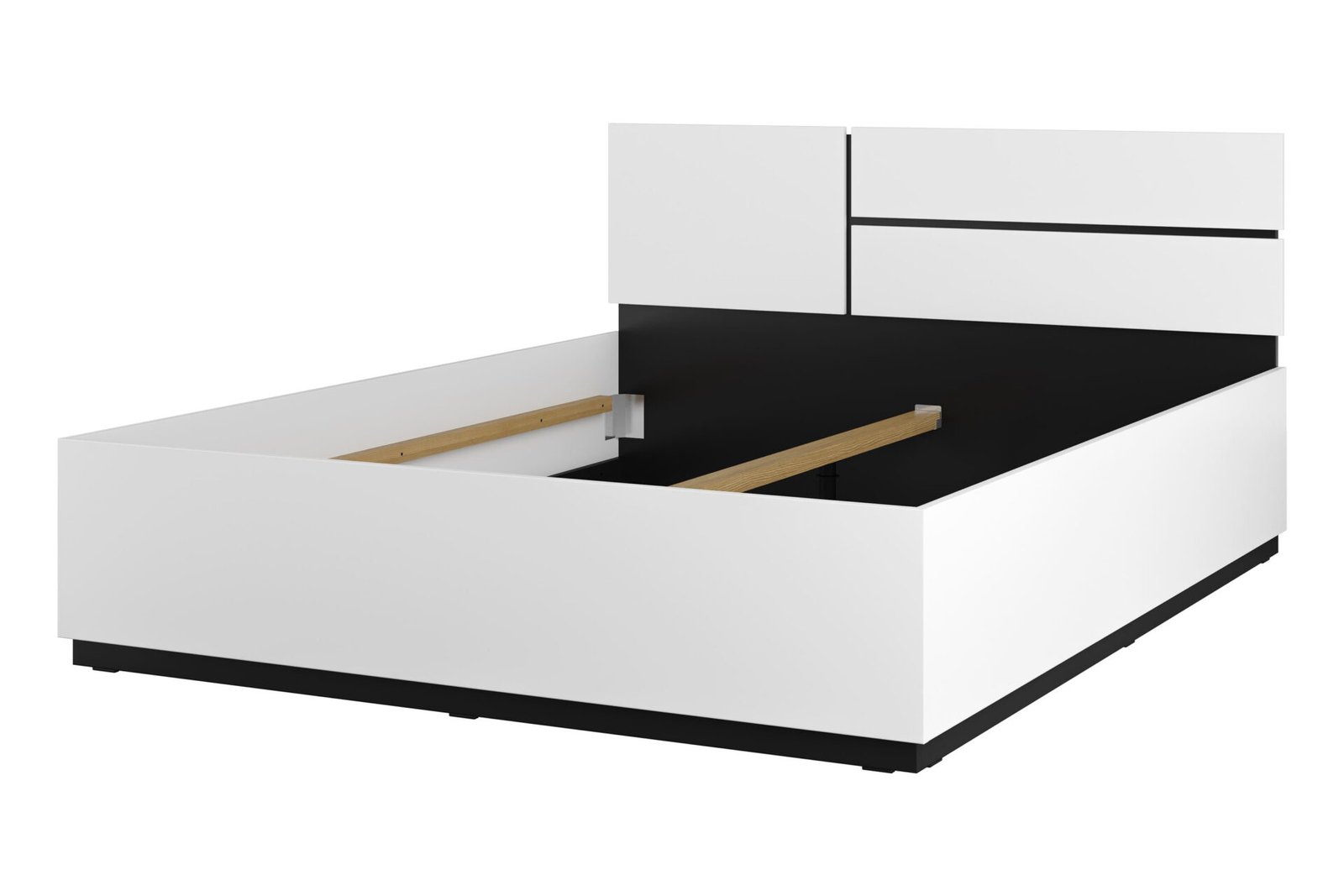 "Cross S" - bed, 160 cm, white, black, onyx, matte