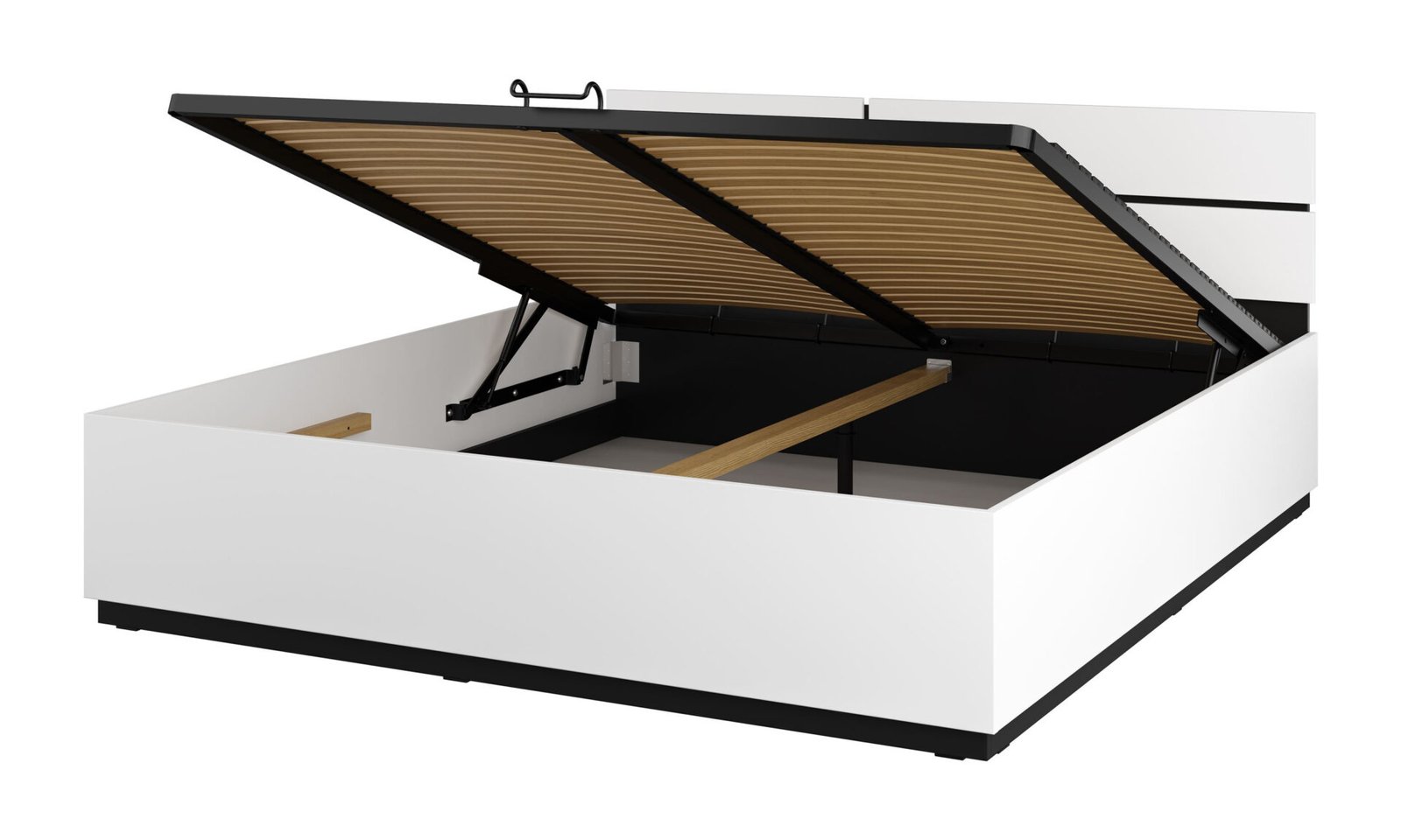 Cross S - bed with container and frame, 180 cm, white, black, onyx, matte