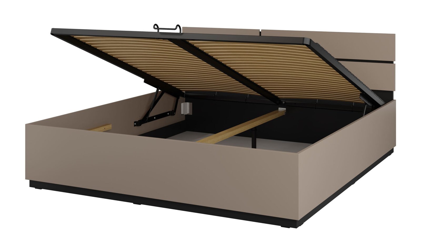 Cross S - bed with container and frame, 180 cm, Congo black, onyx, matte