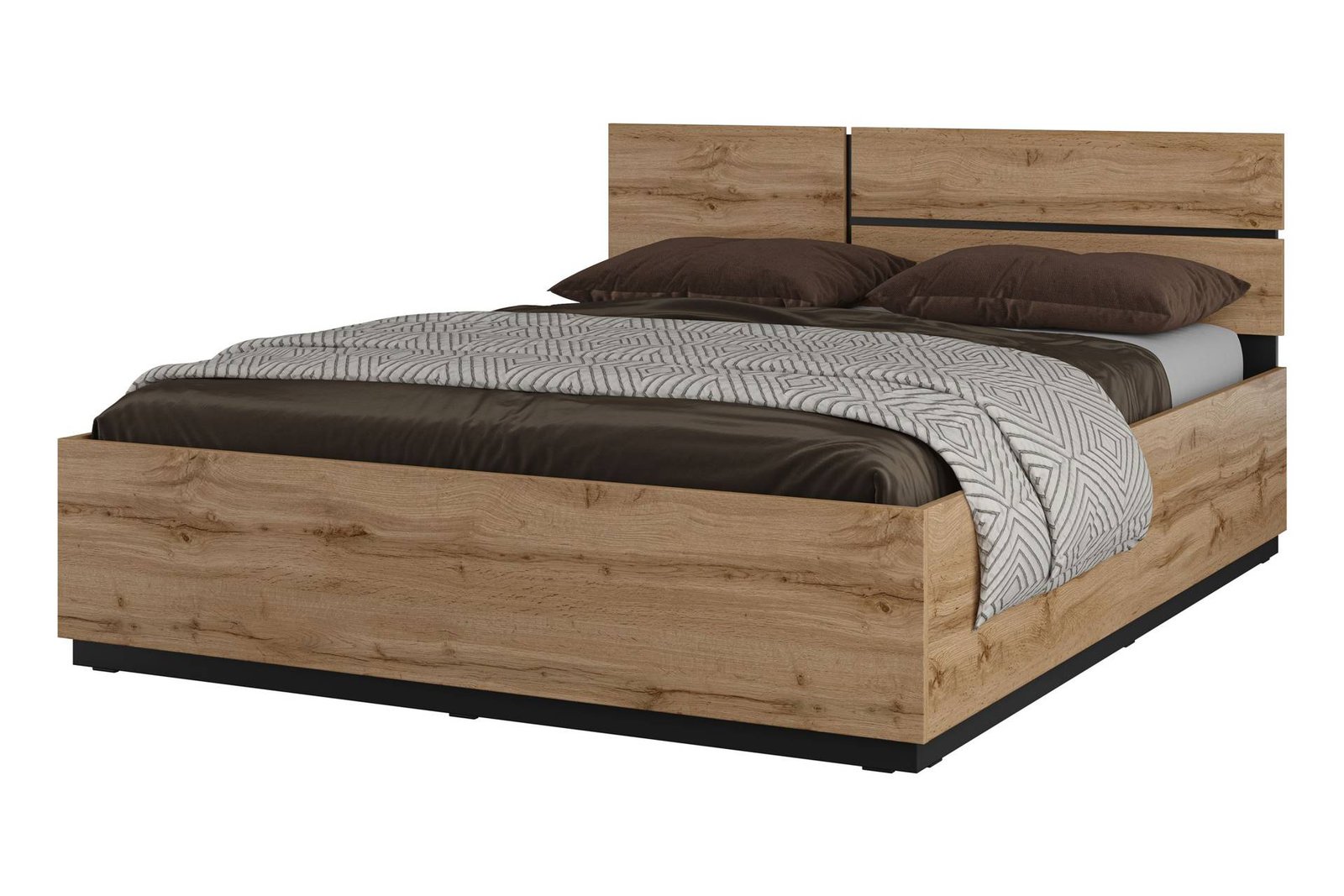 Cross S - bed with slatted base and frame, 180 cm, Wotan oak black onyx matt color - Image 2