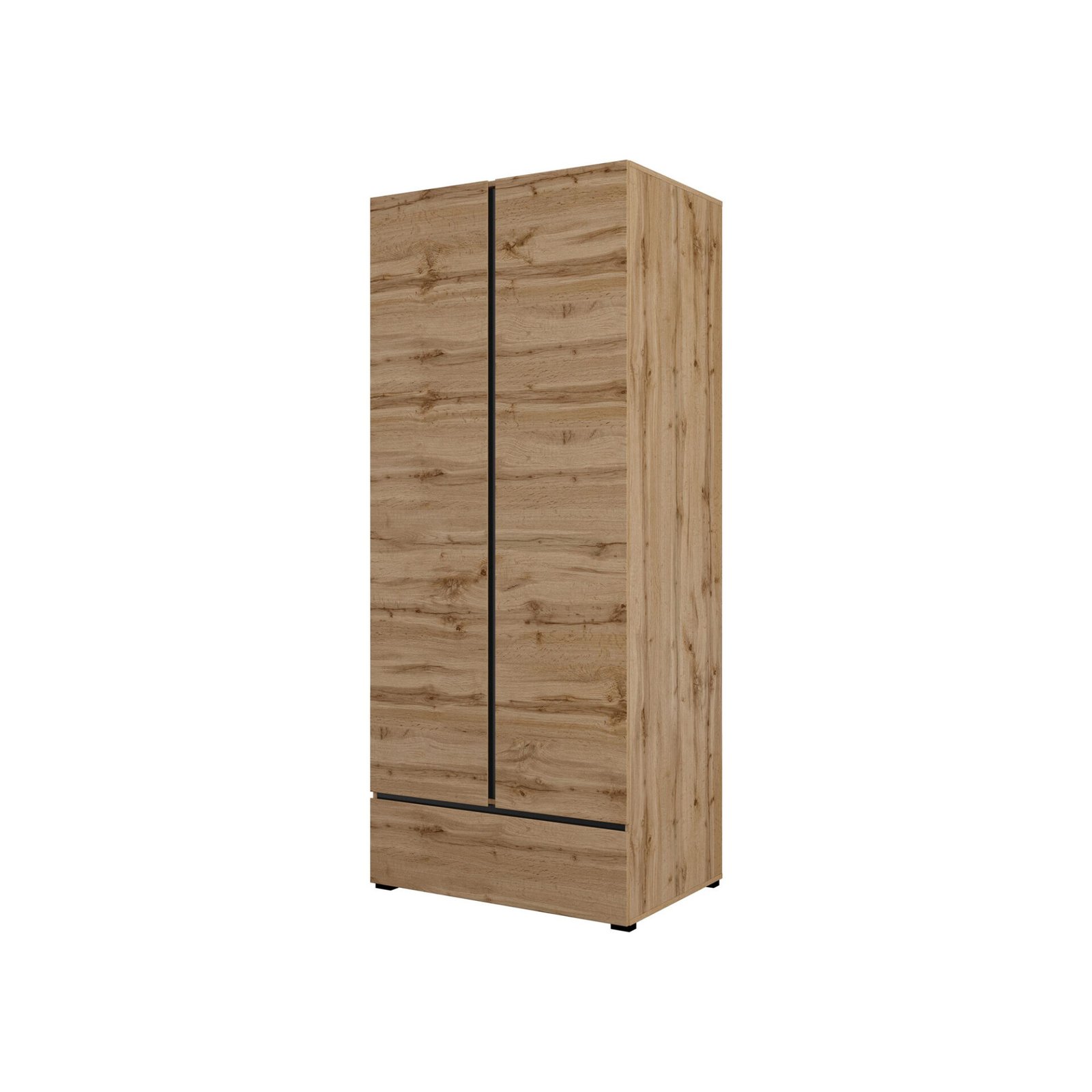 Cross S – Wardrobe 2D1S, Wotan Oak Black Onyx matte color