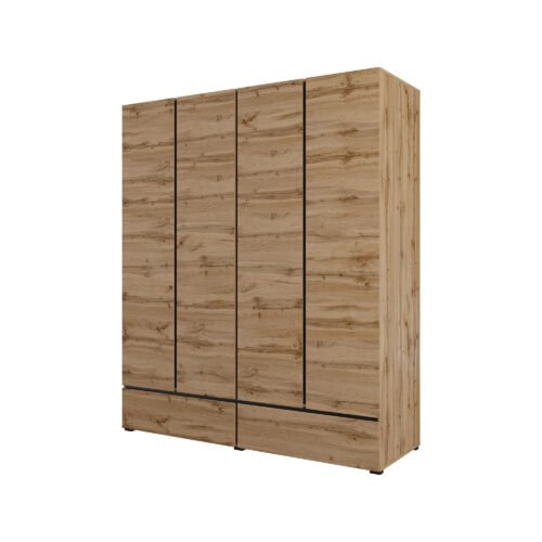 Cross S – Wardrobe 4D2S, Wotan Oak Black Onyx matte color