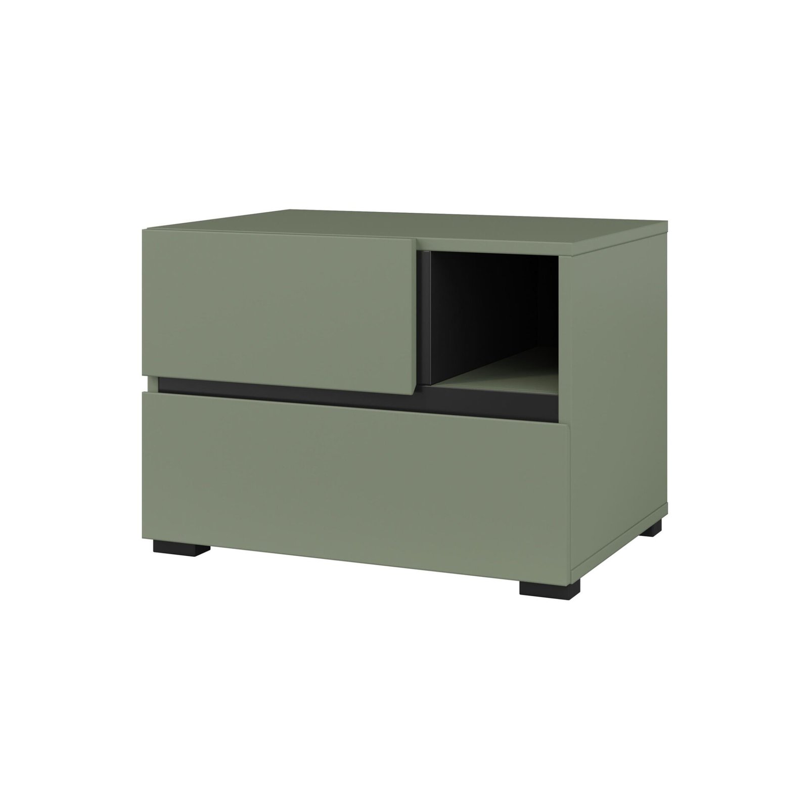 Cross S - bedside table with 2 drawers, dusty green, black - Image 2
