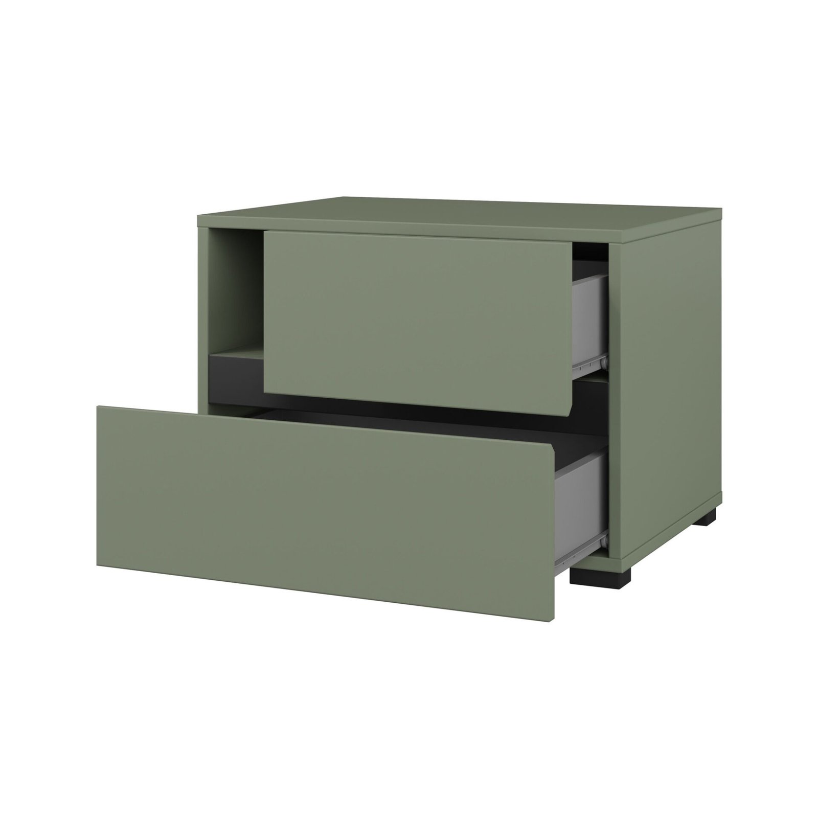Cross S - bedside table with 2 drawers, dusty green, black - Image 3