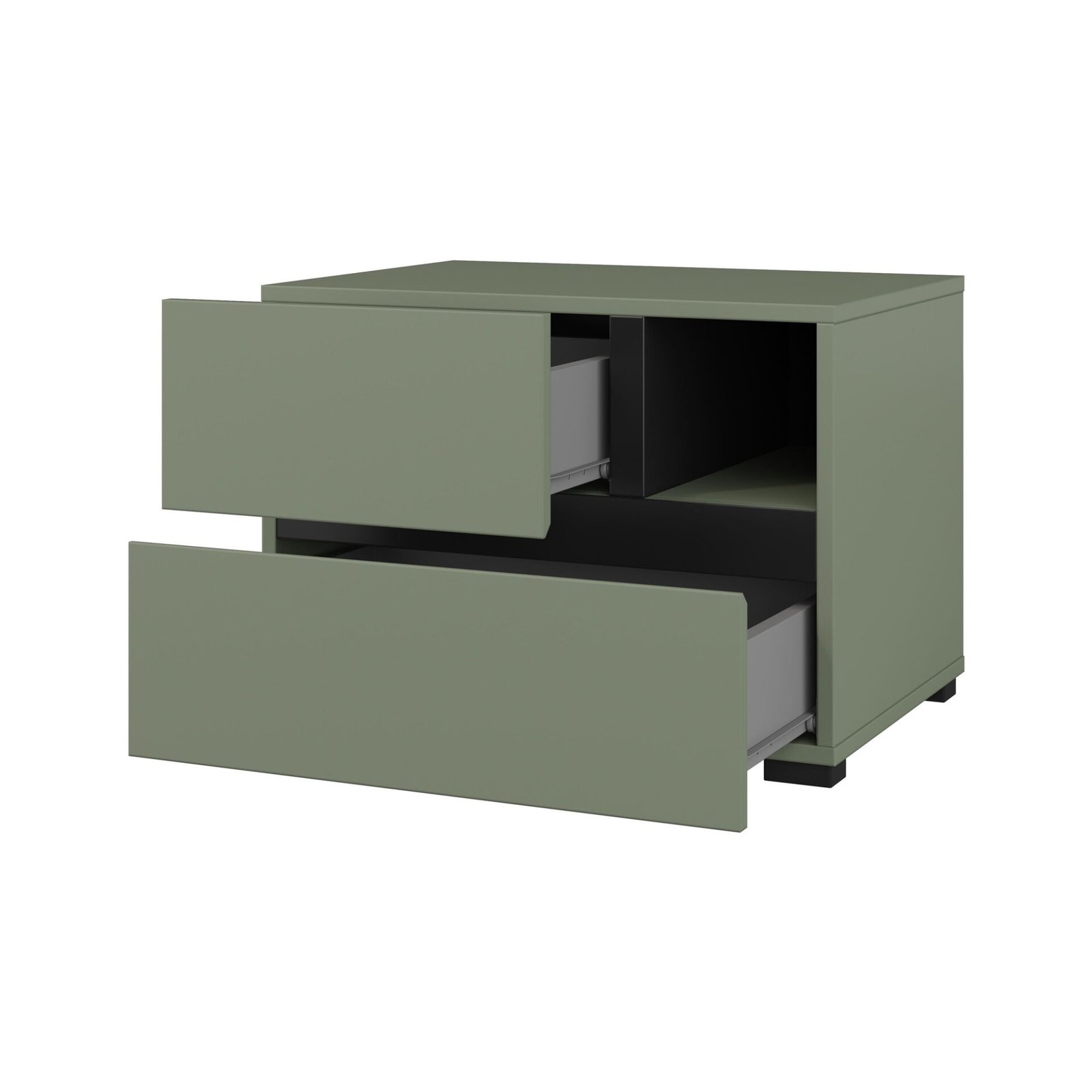 Cross S - bedside table with 2 drawers, dusty green, black - Image 4