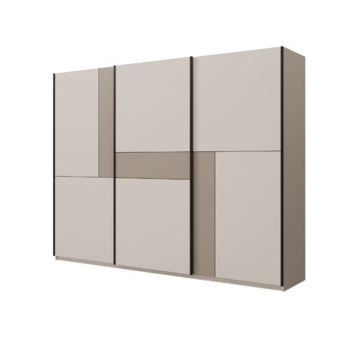 CUBE – Wardrobe with 3 sliding doors, 270 cm, cashmere and Congo colors