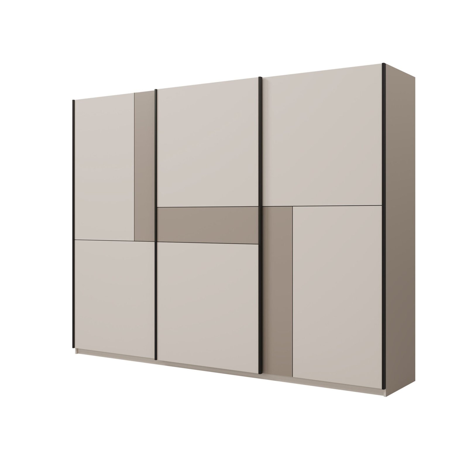 CUBE - Wardrobe with 3 sliding doors, 270 cm, cashmere and Congo colors