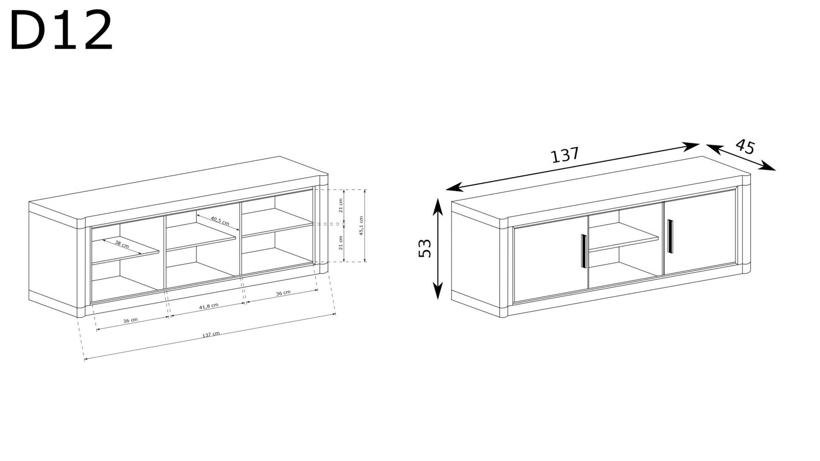 DALLAS-12 - 2D TV cabinet, truffle oak color - Image 2