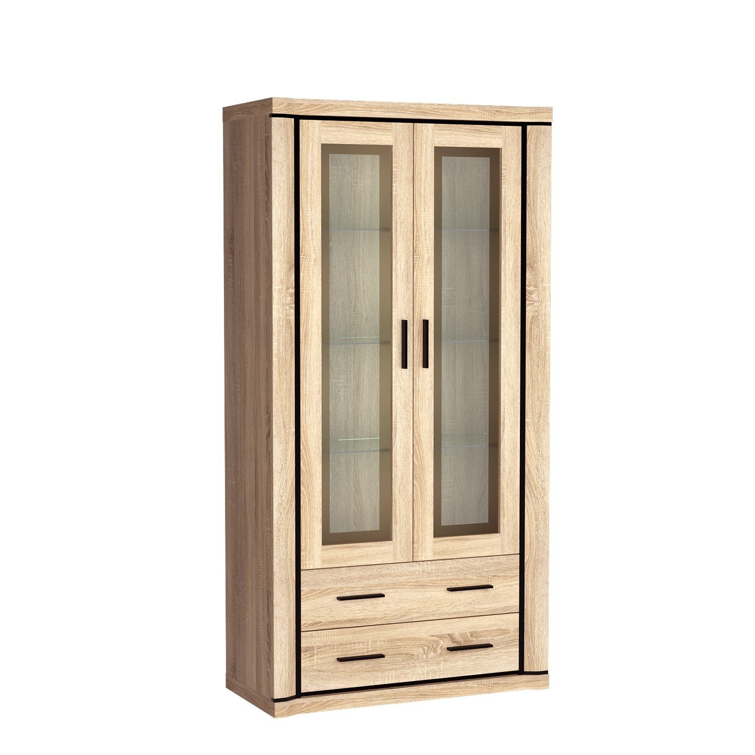 DALLAS-17 - 2D2S display case, Sonoma oak