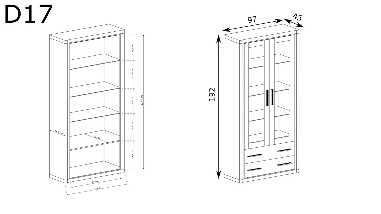 DALLAS-17 - 2D2S display case, Sonoma oak - Image 2