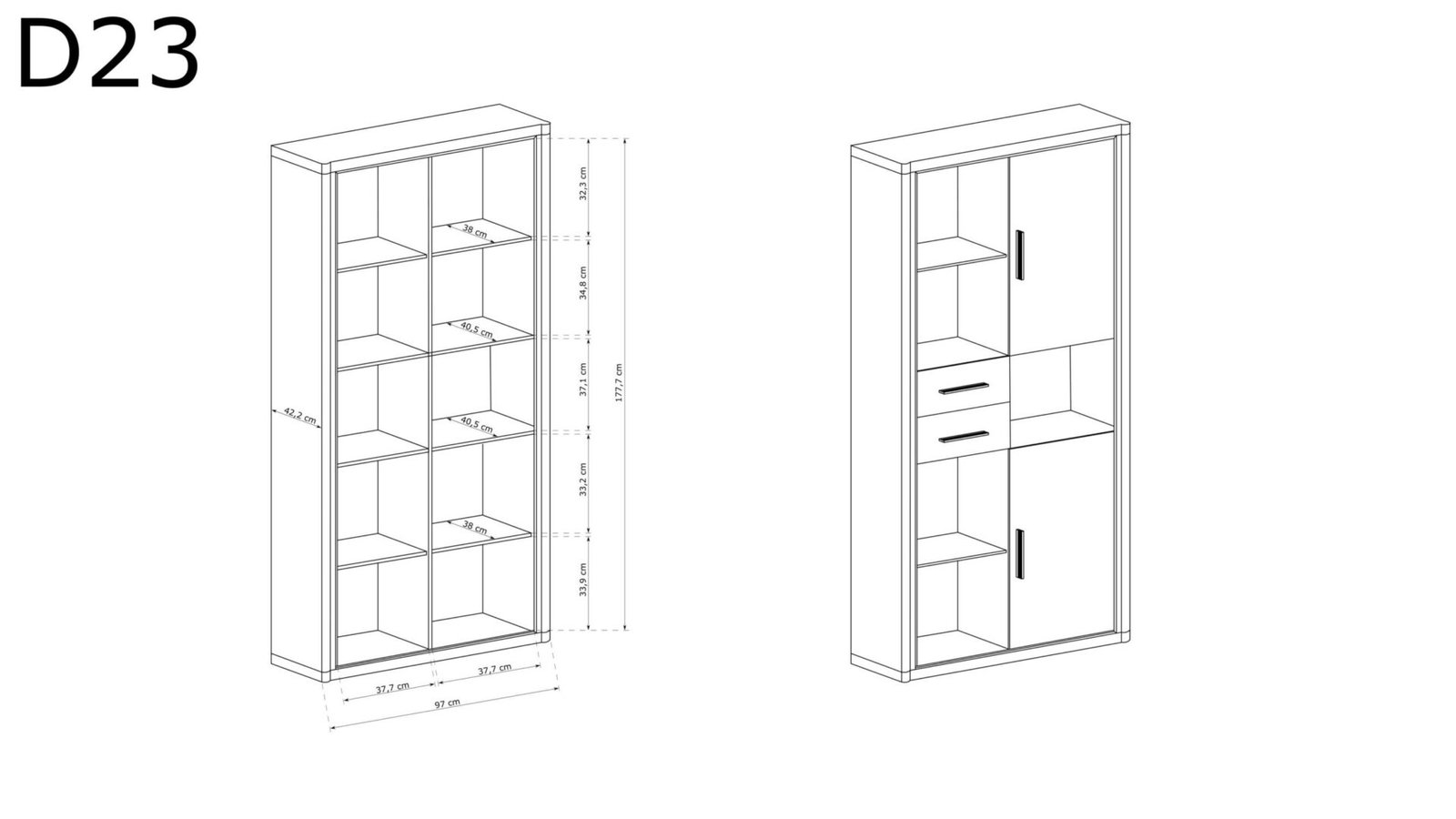 DALLAS-23 - 2D2S shelf, oak color, truffles - Image 2