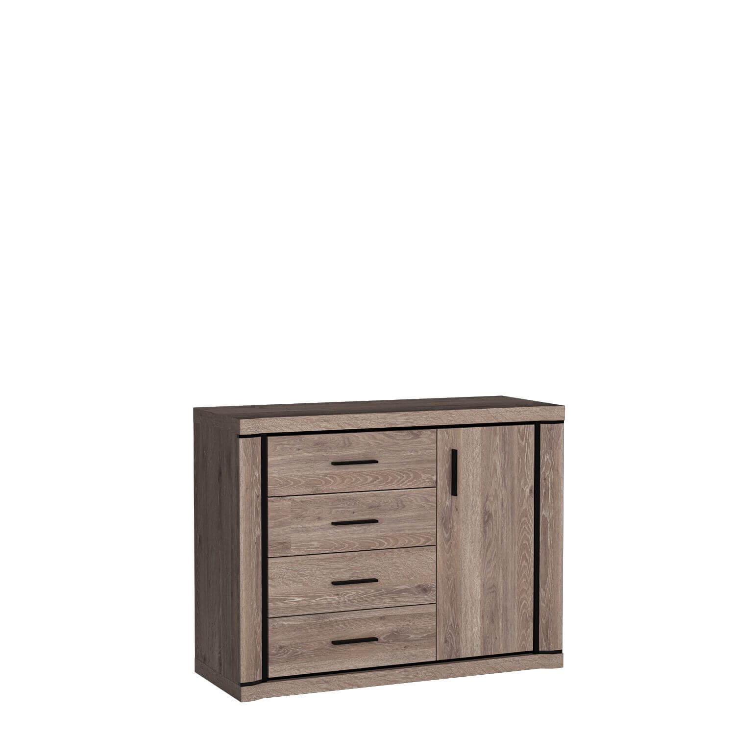 DALLAS-3 - Chest of drawers 1D4S truffle color oak color