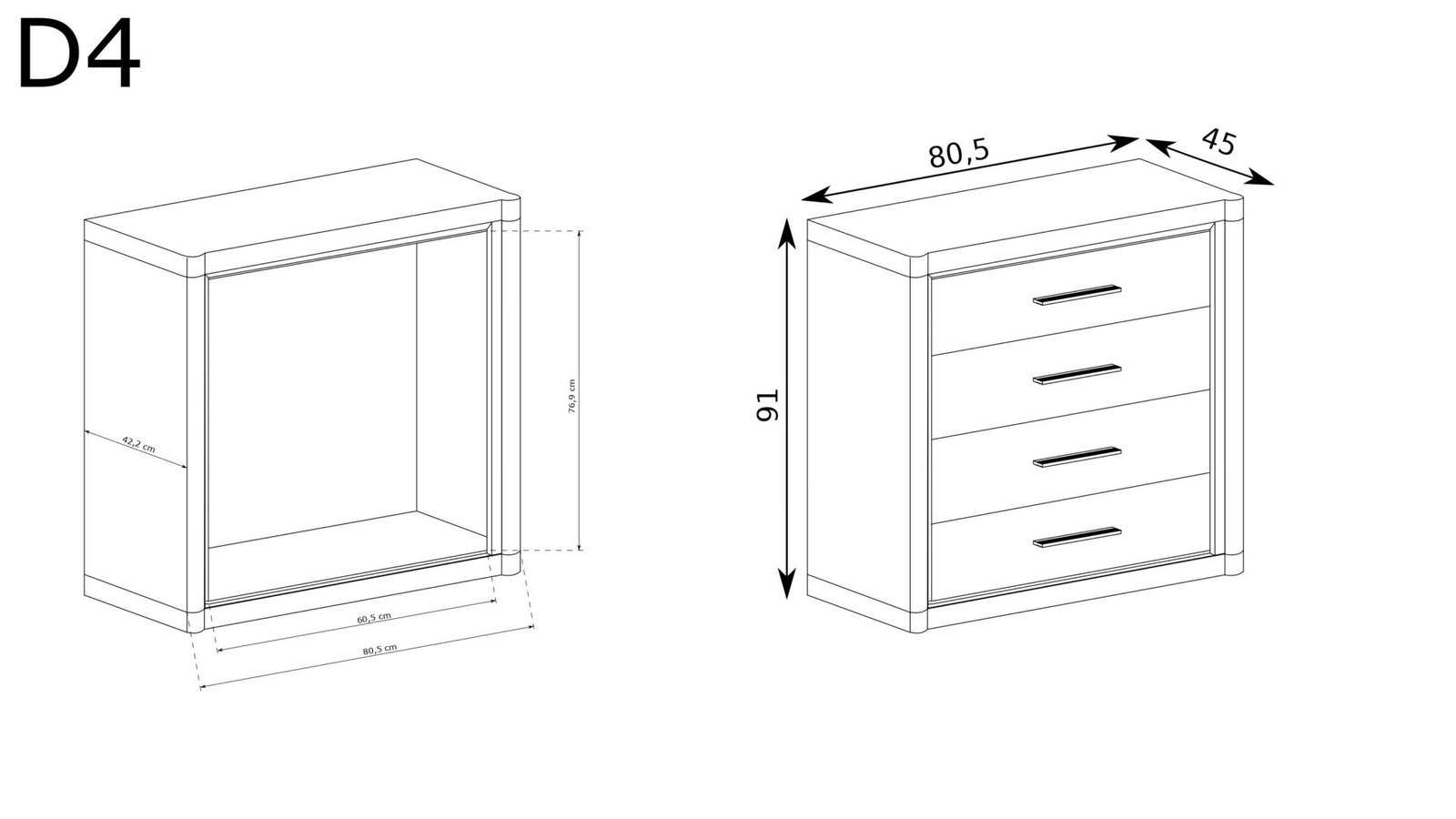 DALLAS-4 - Chest of drawers with 4 drawers, oak color, truffle color - Image 2