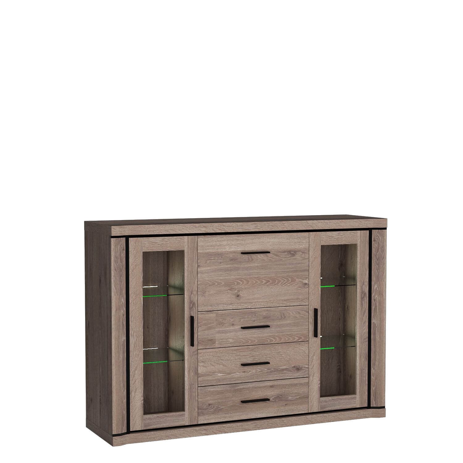 DALLAS-7 - 2D3S Display case, oak color, truffle color - Image 2