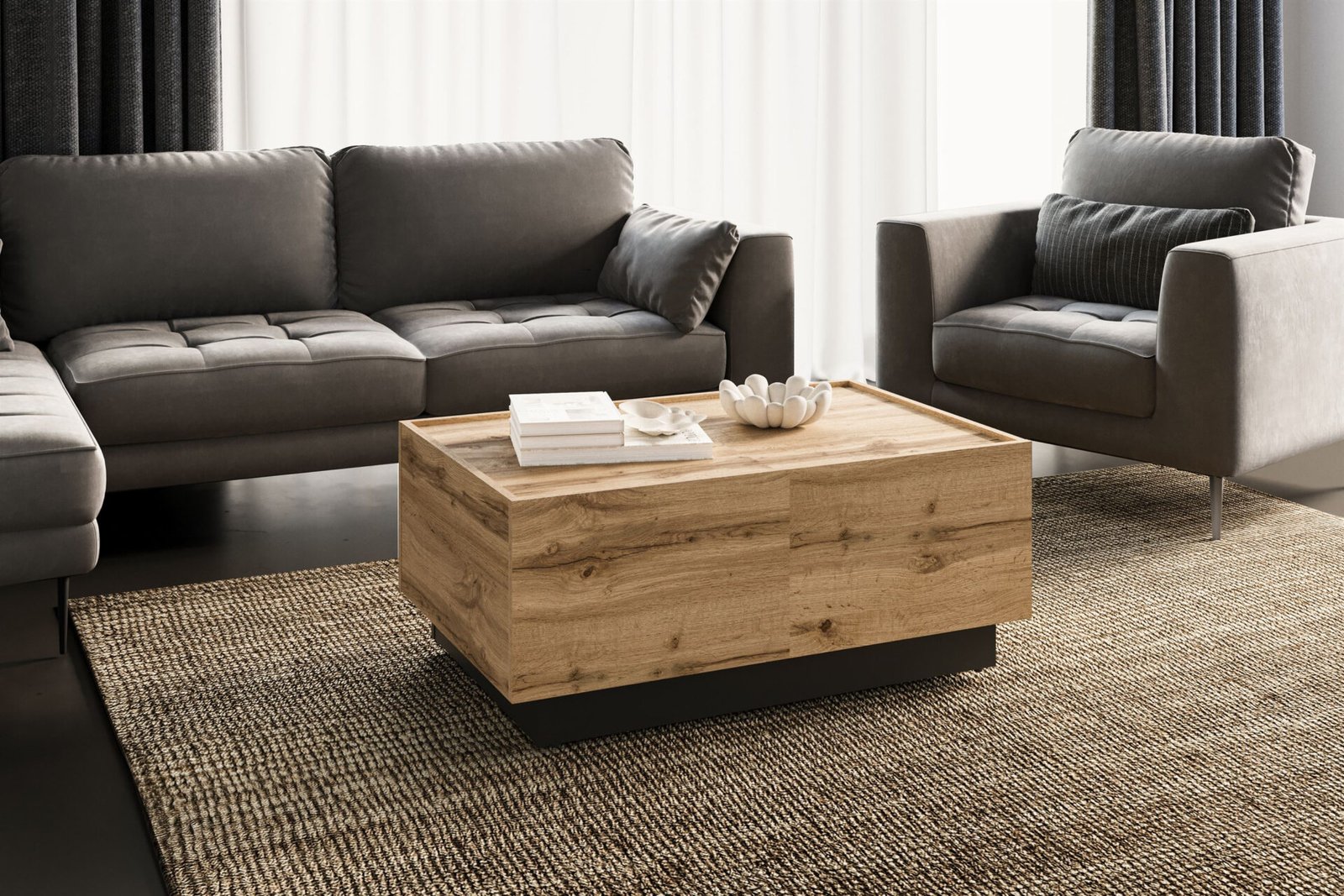 Eko - extendable coffee table Wotan oak black onyx color - Image 7
