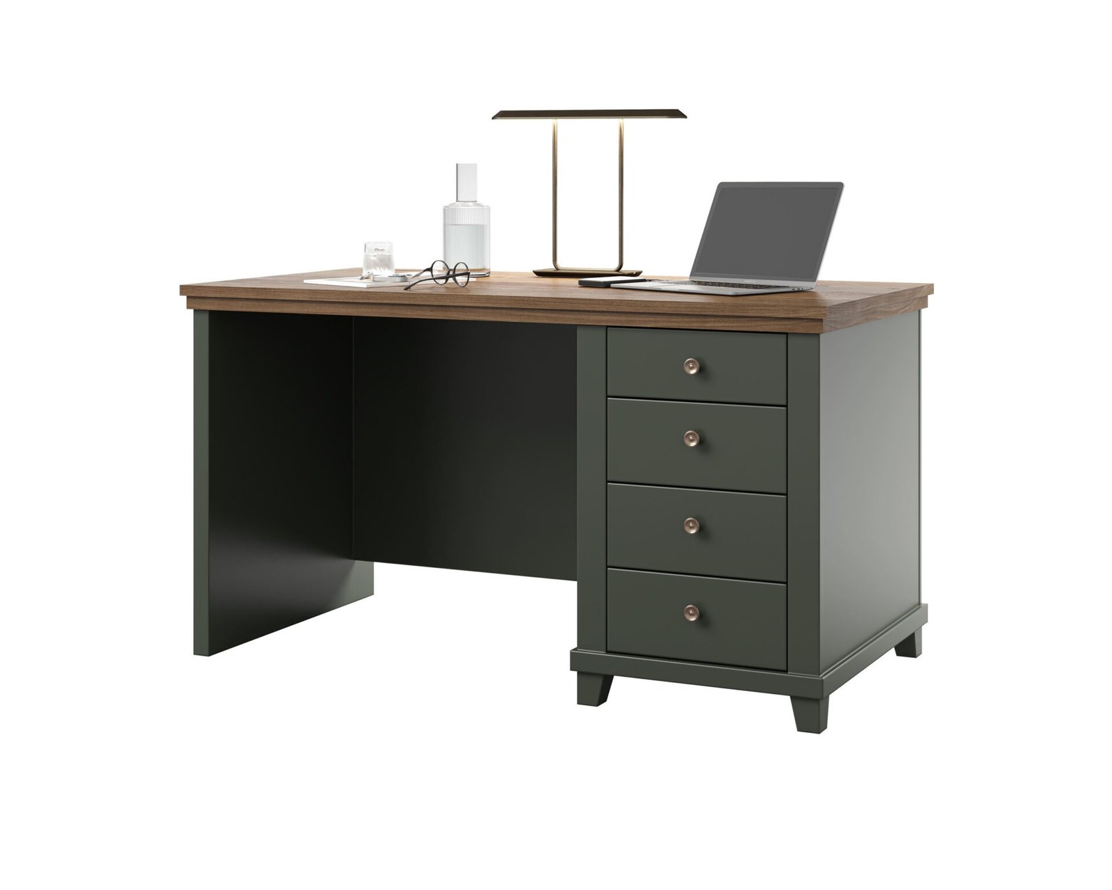 Evora Office - 4-drawer desk, Lefkas Green Oak - Image 4