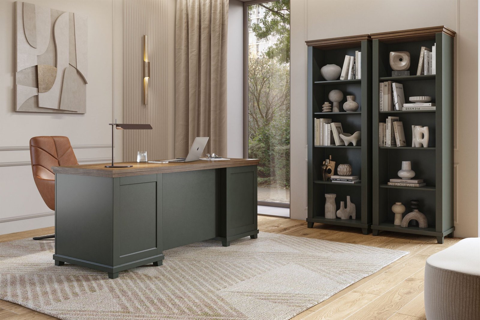 Evora Office - 4-drawer desk, Lefkas Green Oak - Image 7