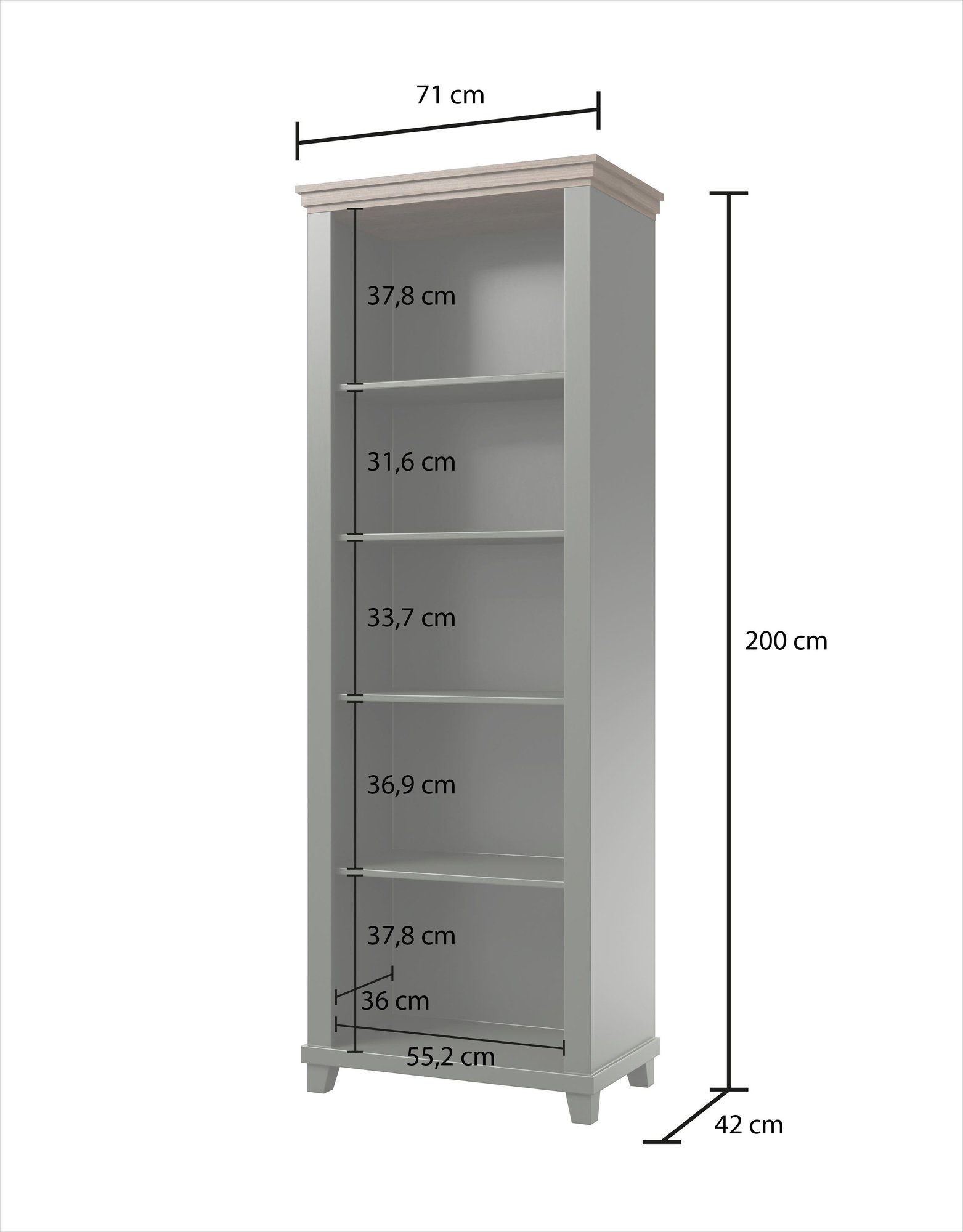 Evora Office – Lefkas Green Oak Bookcase - Image 2