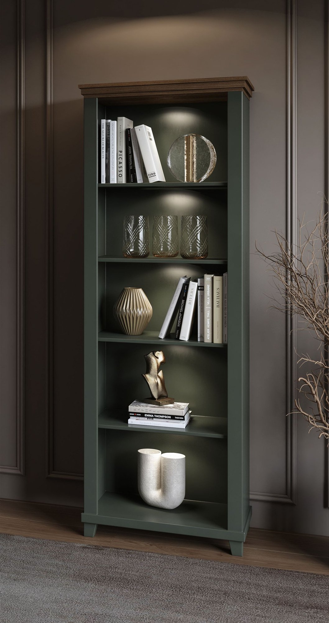 Evora Office – Lefkas Green Oak Bookcase - Image 4