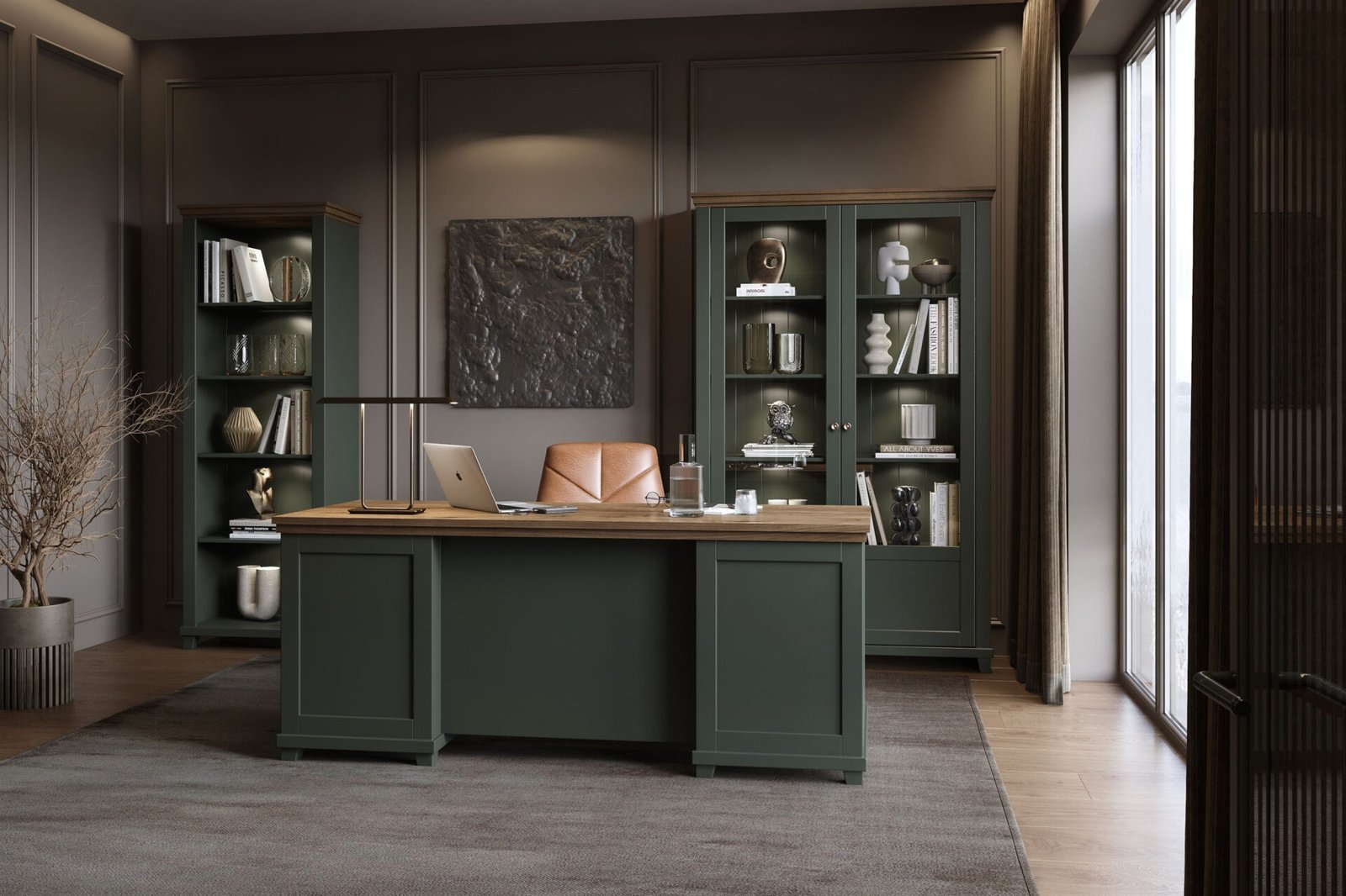 Evora Office – Lefkas Green Oak Bookcase - Image 7
