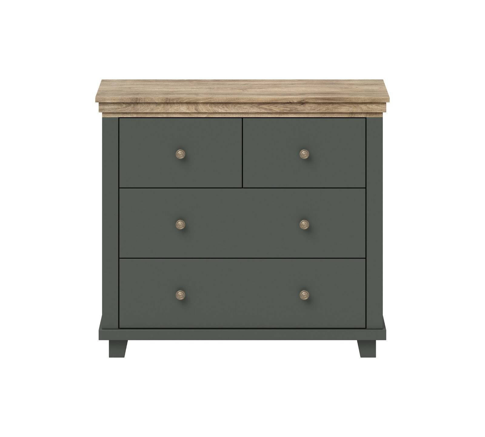 Evora S chest of drawers with 4 drawers, green / Lefkas oak - Image 3