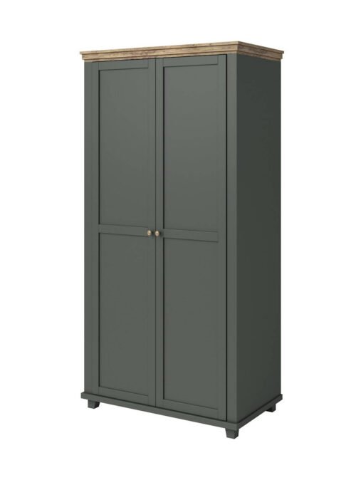 Evora S 2-door wardrobe Green / Lefkas Oak