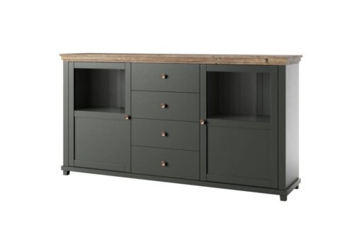 Evora WM chest of drawers, 2 drawers, green / Lefkas oak
